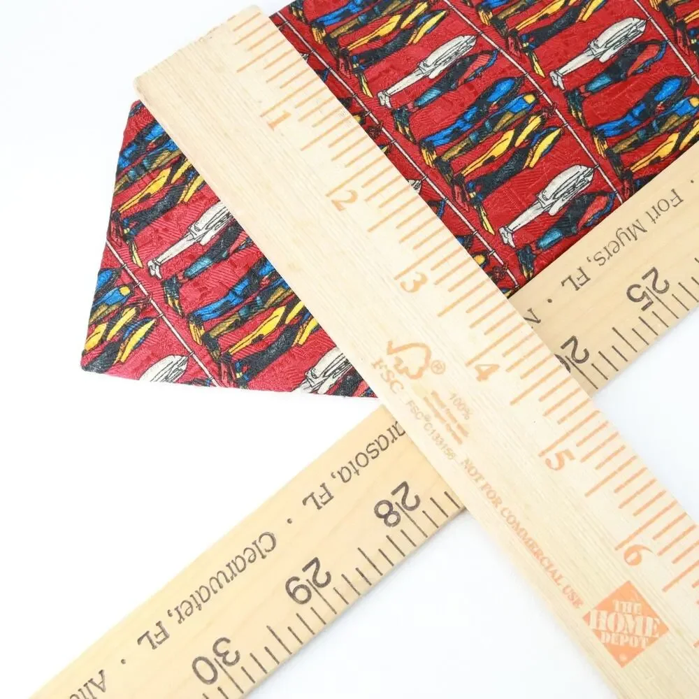 Ermenegildo Zegna Ties Mens Red Silk 60 in Graphic Hanging Suits Wetsuit Flipper